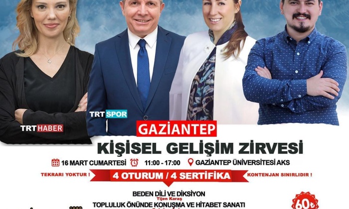 Gaziantep Kişisel Gelişim Zirvesi 16 Mart’ta Gaziantep Üniversitesi AKS’de!